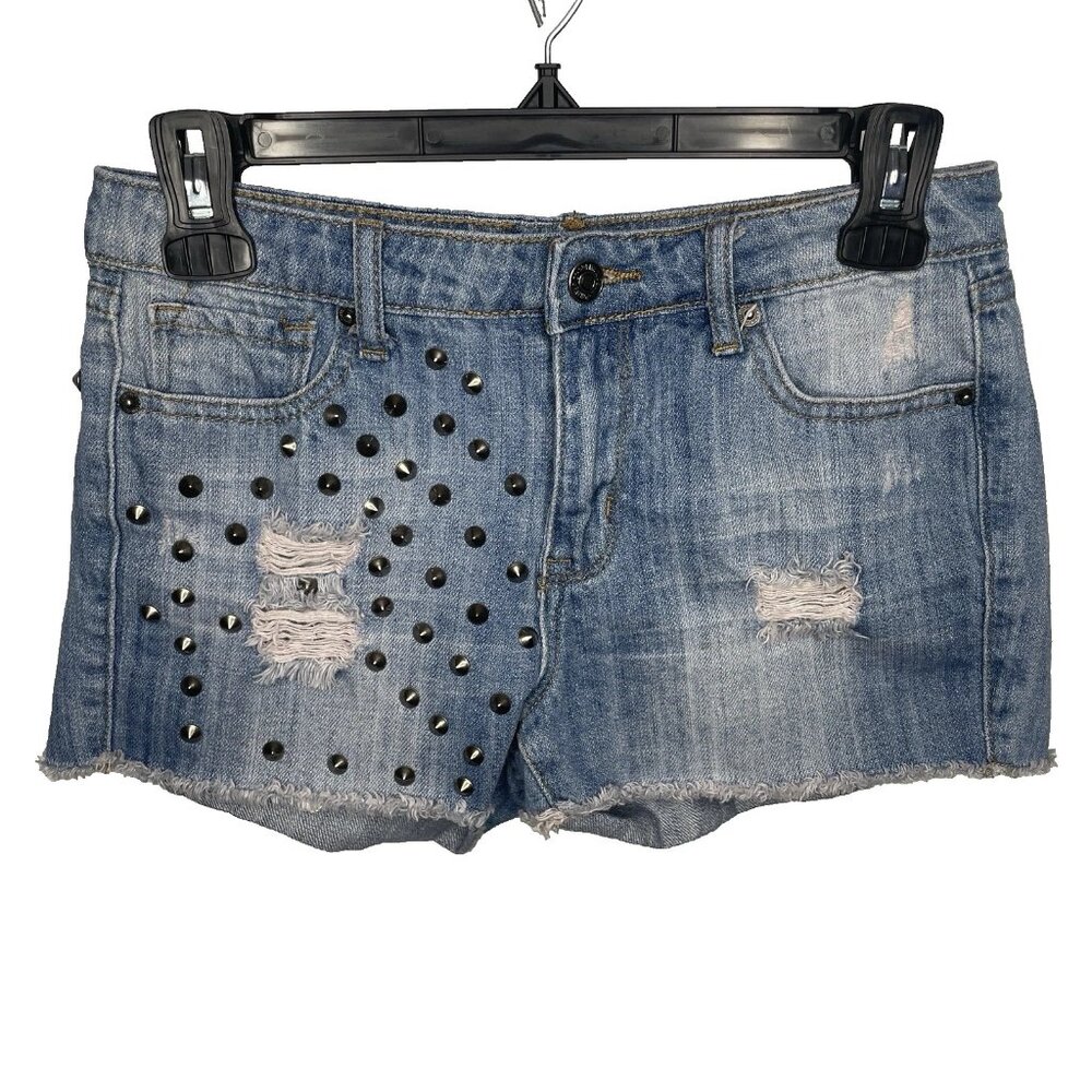 Forever 21 Cutoff Blue Denim Jean Shorts Sizes 27 Studded Distressed Festival